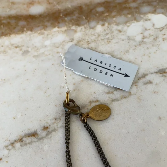 NWT Larissa Loden Brass and Agate Modernist Necklace - Picture 8 of 11